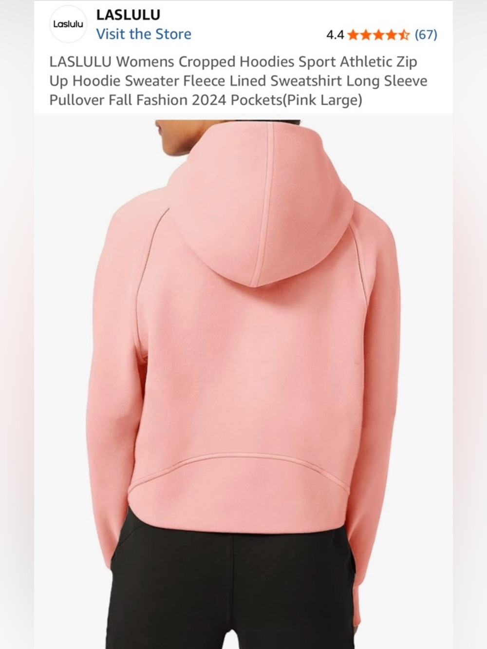 LASLULU Cropped Hoodie in Pink